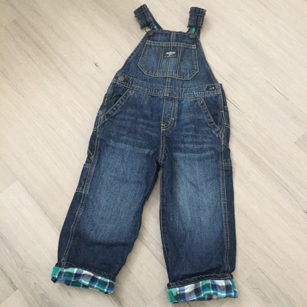 OshKosh B’gosh Flannel Lined Jean Overall Bibs, 3T